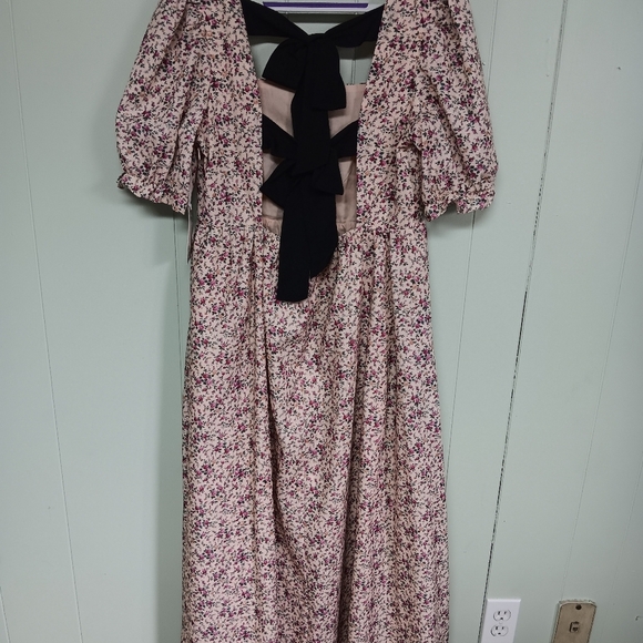 Pink Floral Maxi Dress with Bow Back - Picture 7 of 9